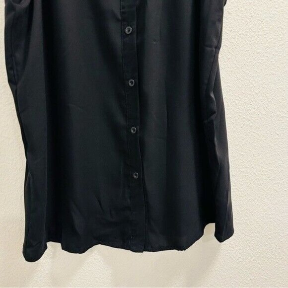 Verdusa Women's Casual Sleeveless Collar Button Down Black Shirt Blouse Sz Large - Picture 5 of 9